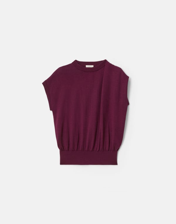 lafayette148 Fine Cotton-Silk Asymmetric Knit Shell