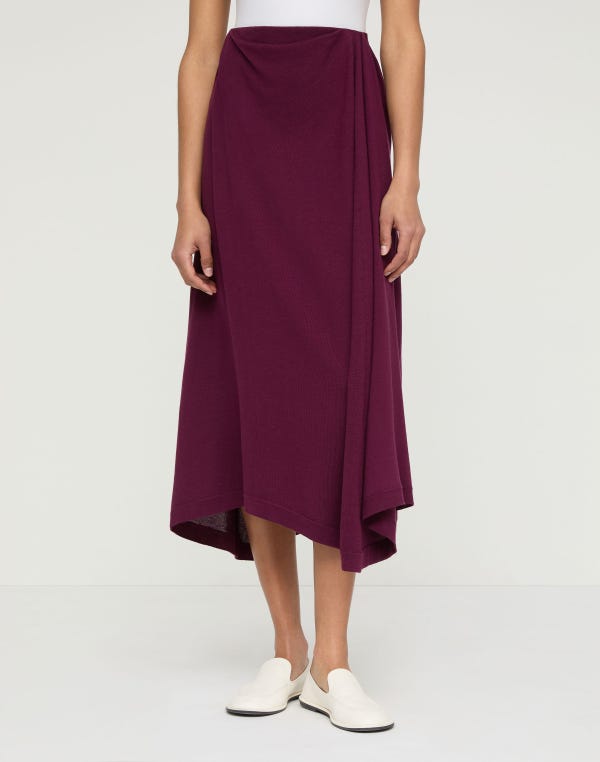 Lafayette148 Fine Cotton-Silk Asymmetric Knit Skirt