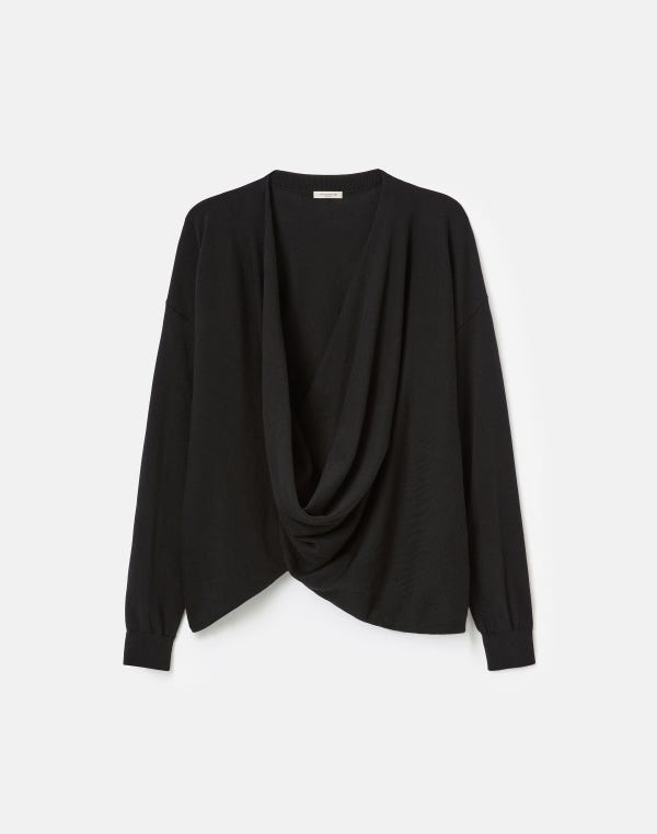 lafayette148 Fine Cotton-Silk Wrap Front Oversized Sweater