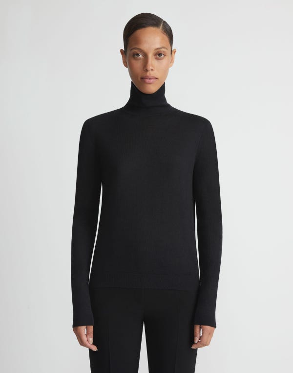 Lafayette148 Fine Gauge Cashmere Stand Collar Sweater