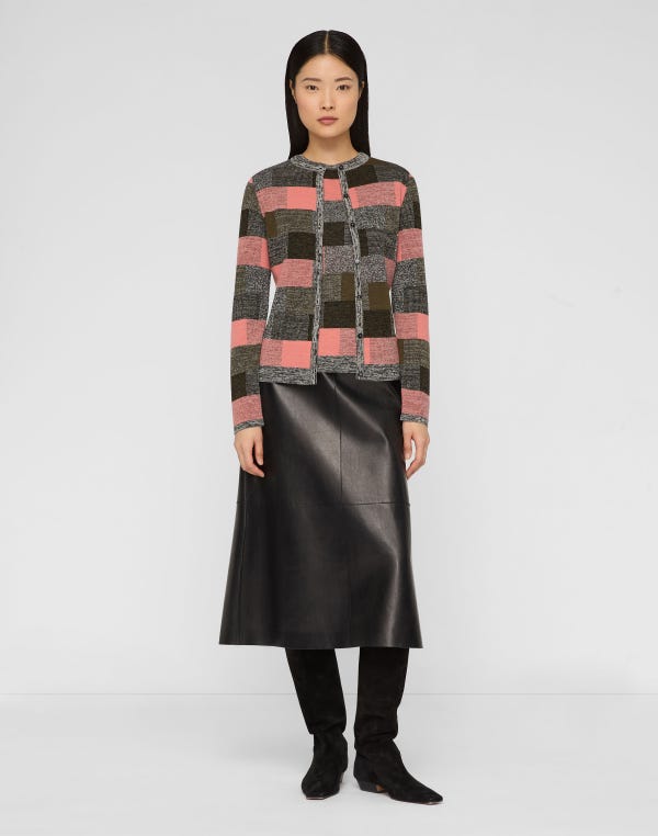 Lafayette148 Finespun Voile-Cashmere Jacquard Crewneck Sweater