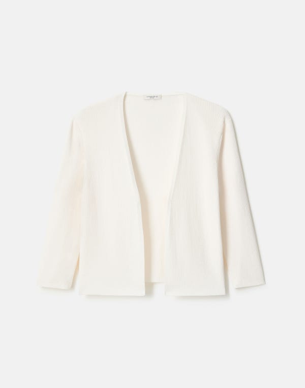 lafayette148 Finespun Voile Open-Front Cropped Cardigan