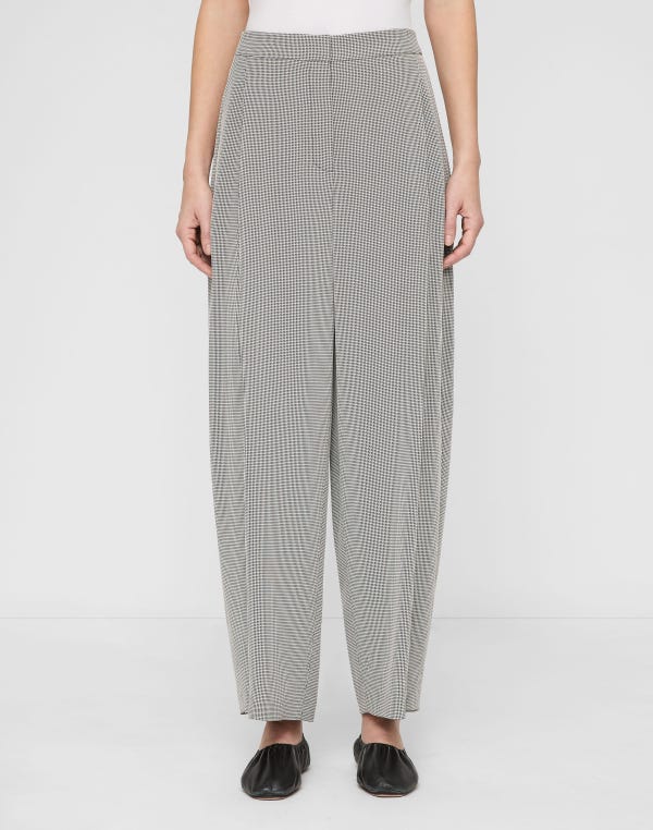 Lafayette148 Fluid Houndstooth Jacquard Cooper Pleated Barrel Leg Ankle Pant
