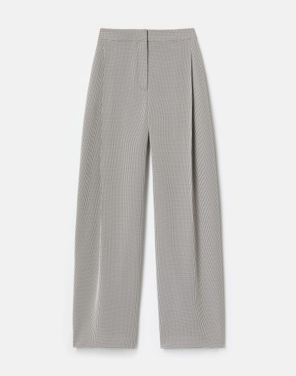 lafayette148 Fluid Houndstooth Jacquard Cooper Pleated Barrel Leg Ankle Pant