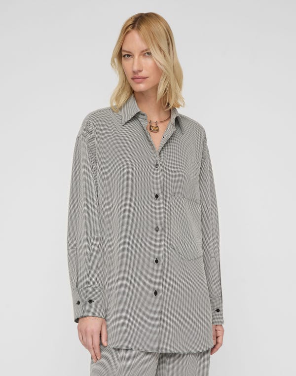 Lafayette148 Fluid Houndstooth Jacquard Oversized Shirt