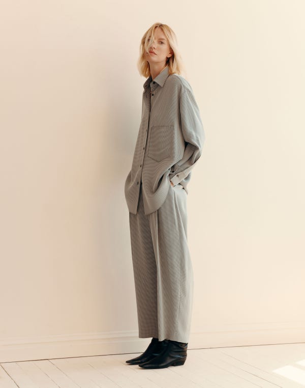 Lafayette148 Fluid Houndstooth Jacquard Oversized Shirt