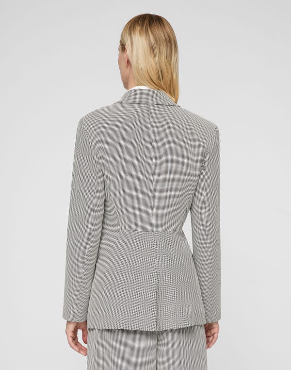 Lafayette148 Fluid Houndstooth Jacquard Single Button Fitted Blazer