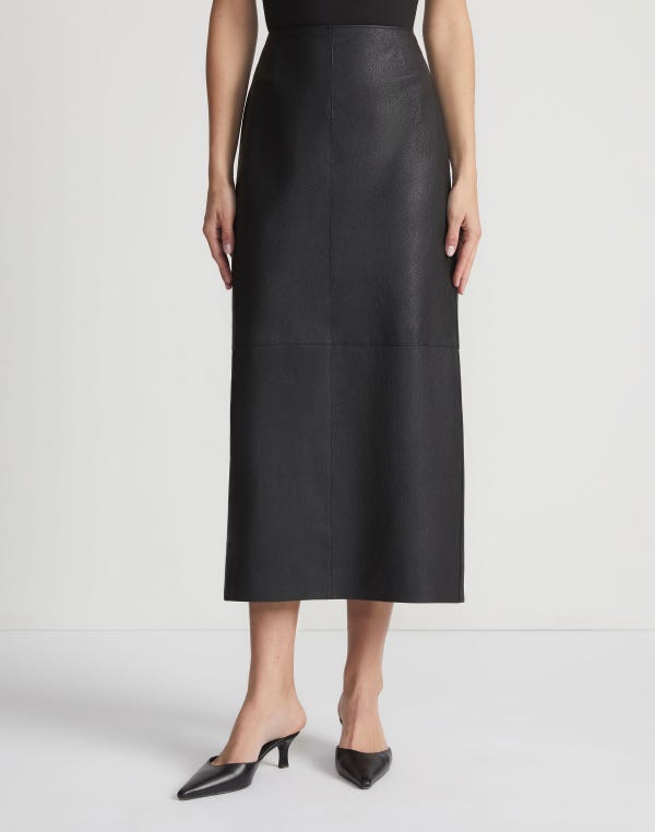 Lafayette148 Full Grain Lambskin Leather Pencil Skirt