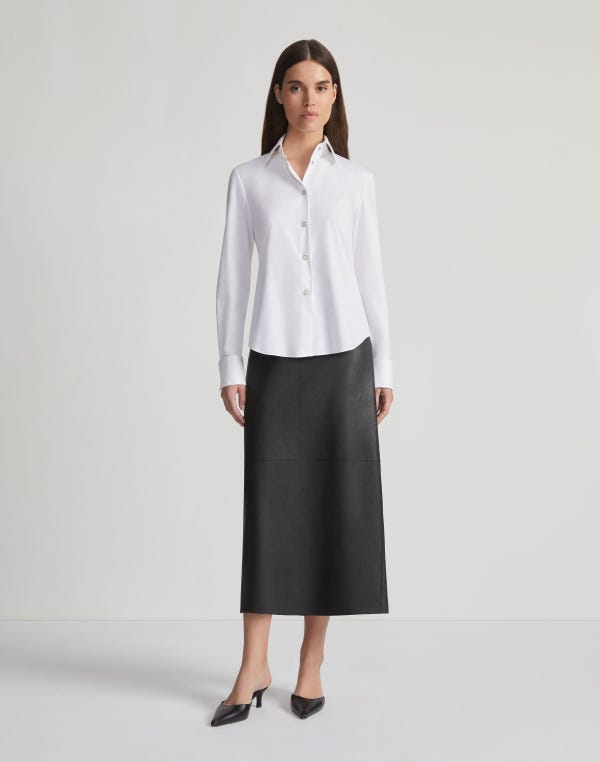 Lafayette148 Full Grain Lambskin Leather Pencil Skirt