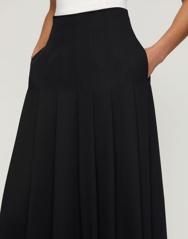 Lafayette148 Georgette Leland Pleated Wide Leg Pant