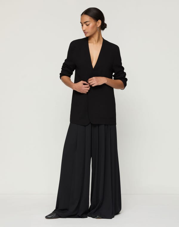 Lafayette148 Georgette Leland Pleated Wide Leg Pant