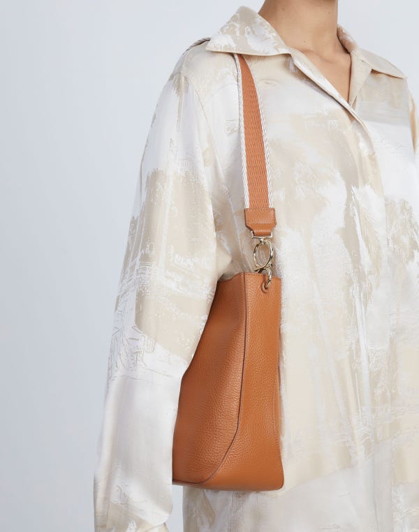 Lafayette148 Grained Calfskin Leather 8 Knot Hobo—Small