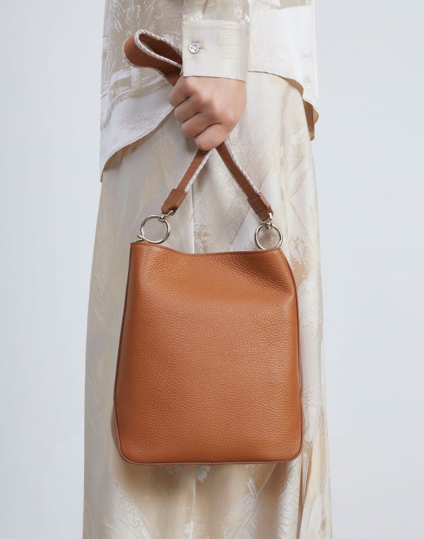 Lafayette148 Grained Calfskin Leather 8 Knot Hobo—Small