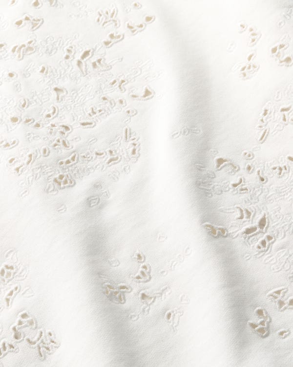 Lafayette148 Hand Cutout Cotton French Terry Sweatshirt