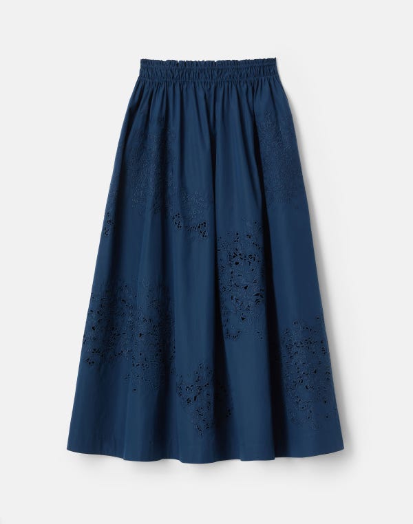 lafayette148 Hand Cutout Organic Cotton Poplin Midi Skirt