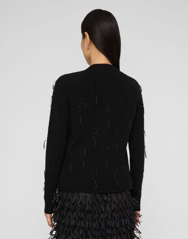 Lafayette148 Hand Embellished Ribbon Cashmere Cardigan