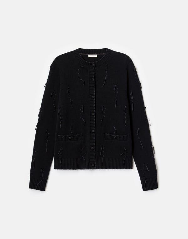 lafayette148 Hand Embellished Ribbon Cashmere Cardigan