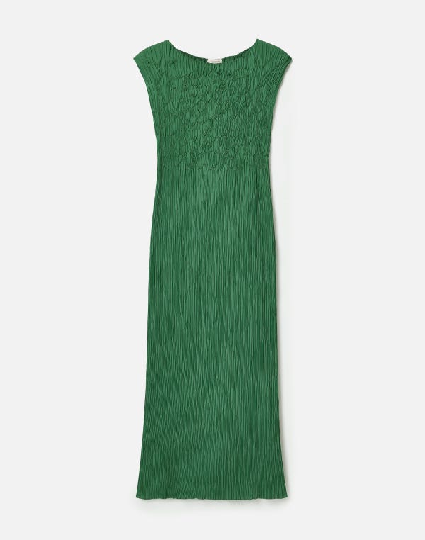 lafayette148 Hand Embroidered Satin Plissé Maxi Dress