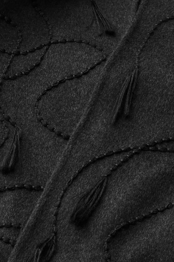 Lafayette148 Hand Embroidered Tassel Wool-Cashmere Double Face Jacket