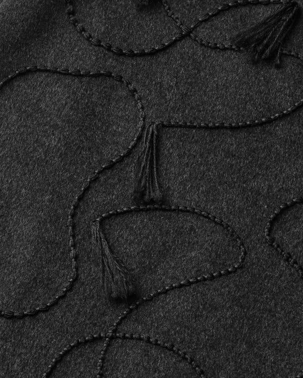 Lafayette148 Hand Embroidered Tassel Wool-Cashmere Double Face Skirt