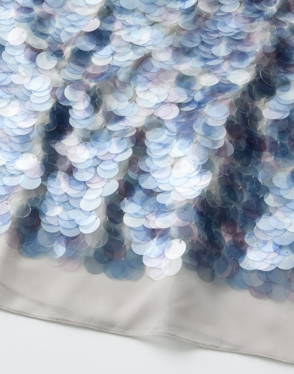 Lafayette148 Hand Placed Paillette Georgette Straight Midi Skirt