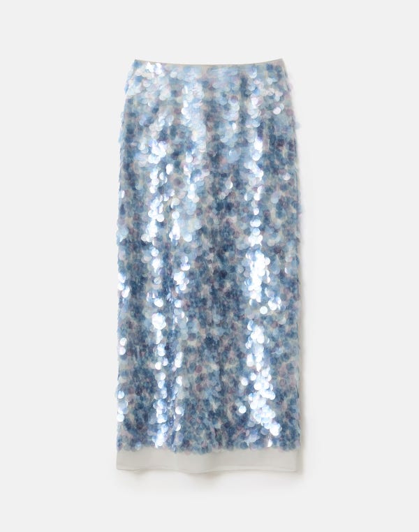 lafayette148 Hand Placed Paillette Georgette Straight Midi Skirt