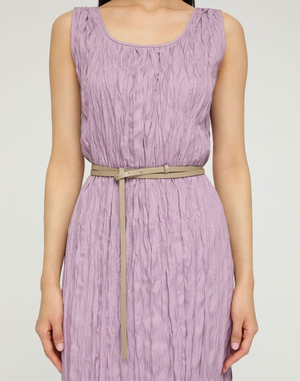 Lafayette148 Hand Plissé Sleeveless Belted Midi Dress