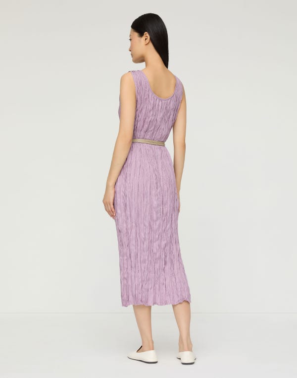 Lafayette148 Hand Plissé Sleeveless Belted Midi Dress