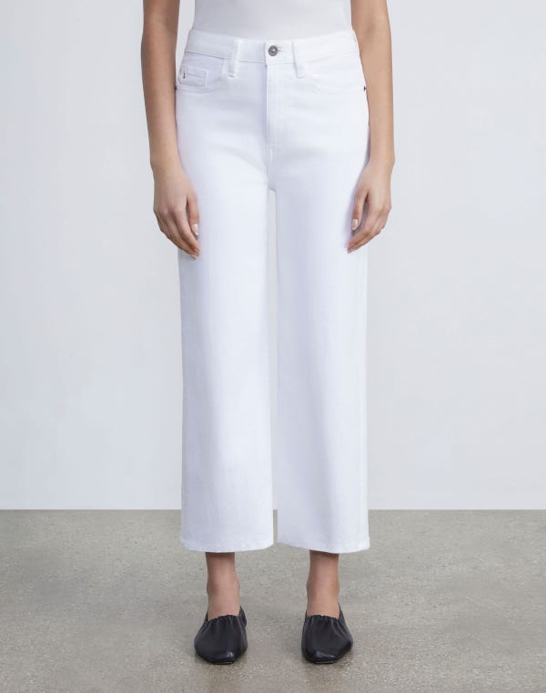 Lafayette148 L148 Denim Wyckoff Wide-Leg Cropped Jean
