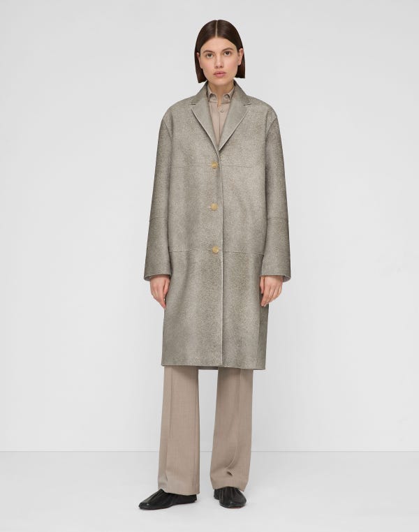 Lafayette148 Calf Hair Three Button Coat