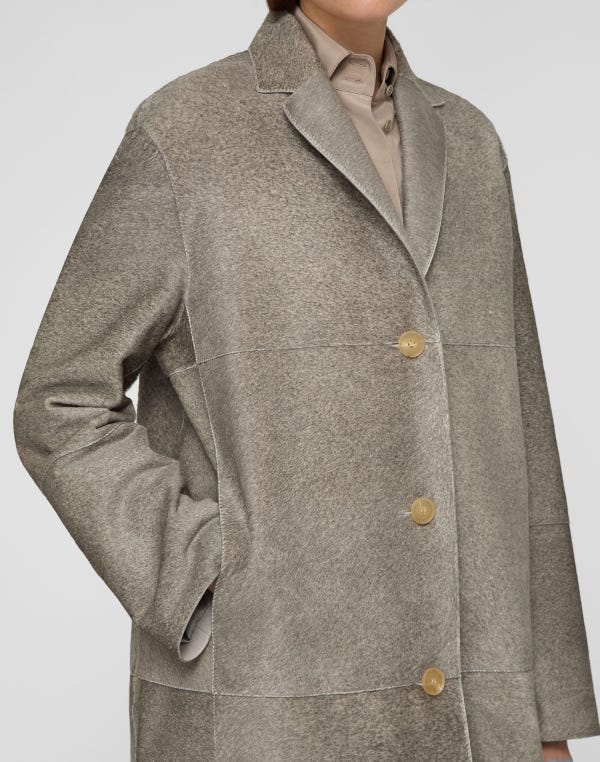 Lafayette148 Calf Hair Three Button Coat