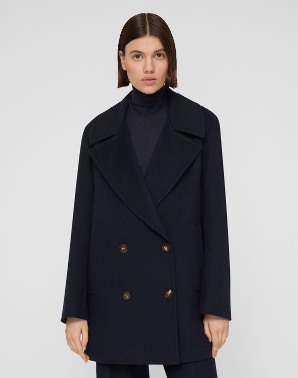 Lafayette148 Camel Hair Double Breasted Peacoat