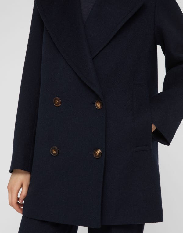 Lafayette148 Camel Hair Double Breasted Peacoat
