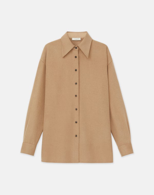lafayette148 Camel Hair Drop Shoulder Shirt Jacket