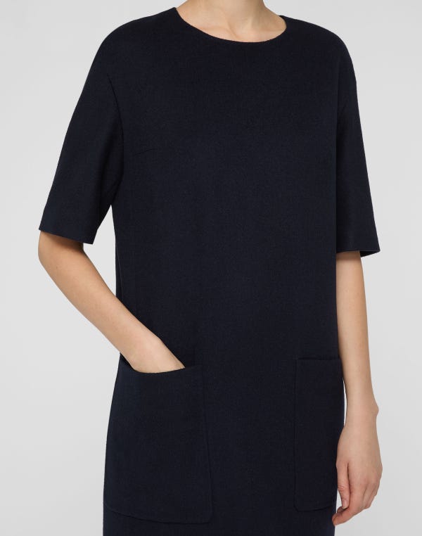 Lafayette148 Camel Hair Patch Pocket Shift Dress