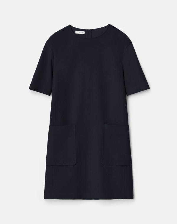 lafayette148 Camel Hair Patch Pocket Shift Dress