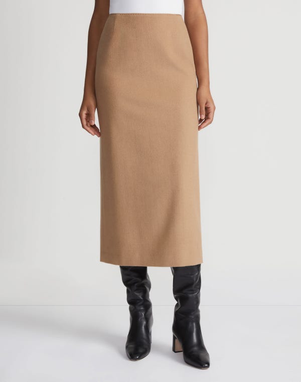 Lafayette148 Camel Hair Slim Pencil Skirt