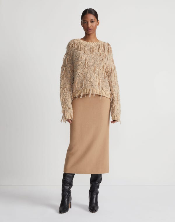 Lafayette148 Camel Hair Slim Pencil Skirt