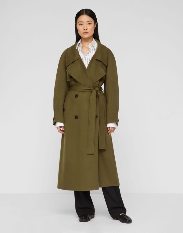 Lafayette148 Cashmere Belted Oversized Trench Coat