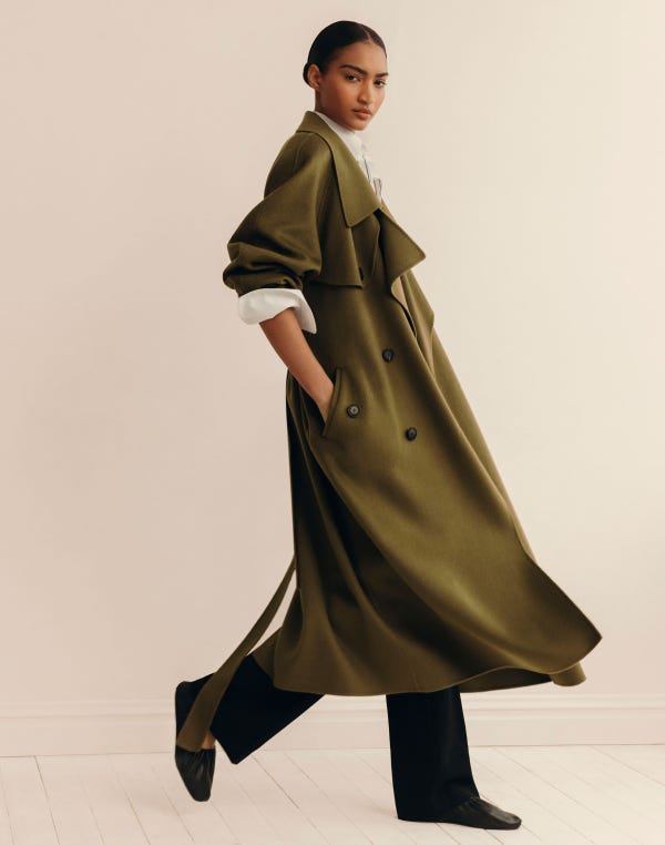 Lafayette148 Cashmere Belted Oversized Trench Coat