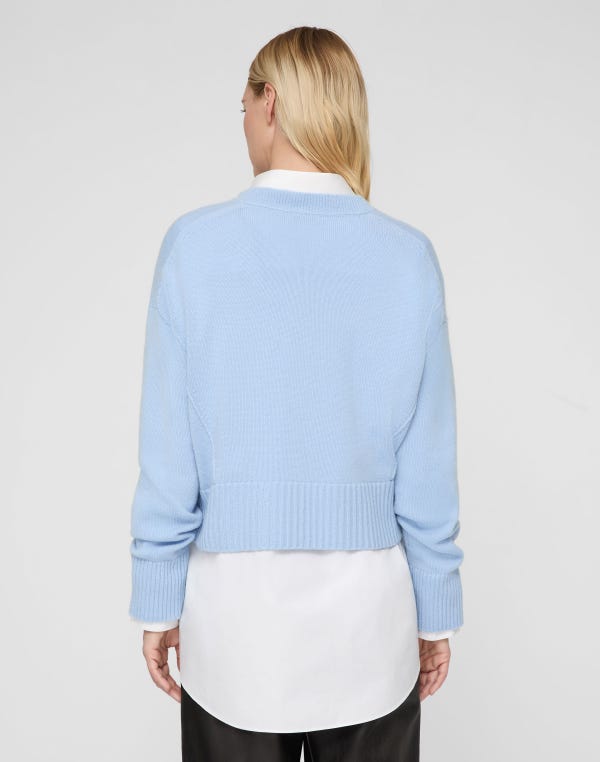 Lafayette148 Cashmere Crewneck Cropped Sweater