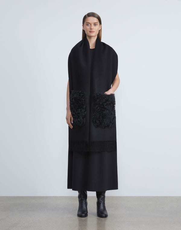 Lafayette148 Cashmere Shearling Pocket Shawl