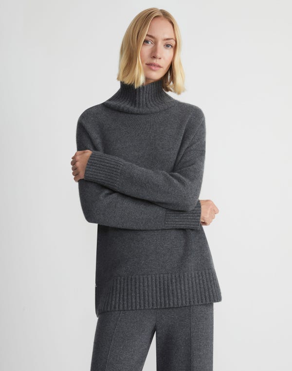 Lafayette148 Cashmere Stand Collar Sweater