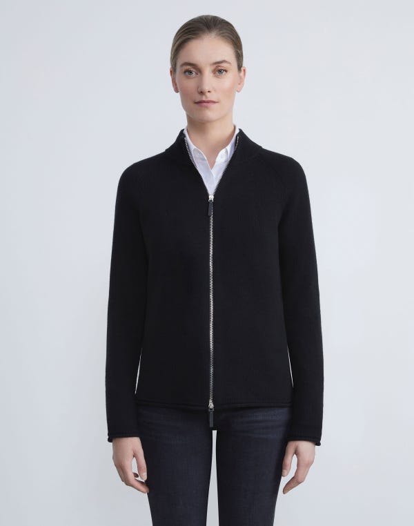 Lafayette148 Cashmere Zip Front Cardigan