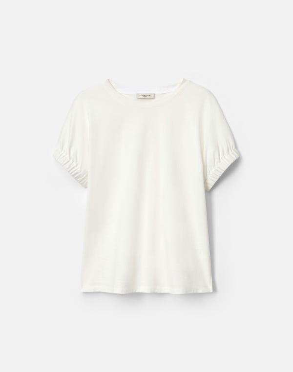 lafayette148 Cotton Jersey Gathered Cuff T-Shirt