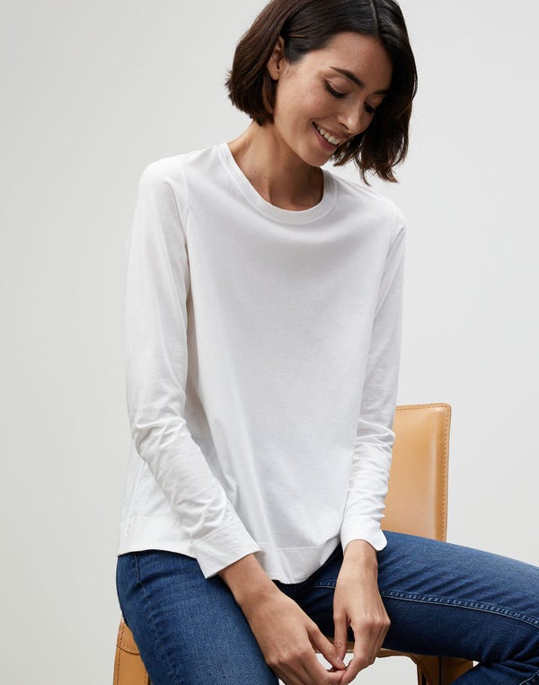 Lafayette148 Cotton Jersey Modern Long Sleeve Tee