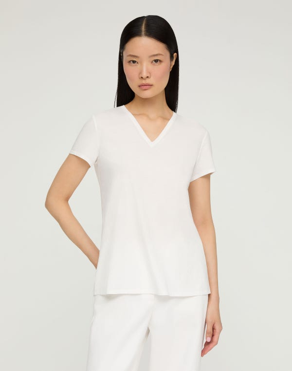 Lafayette148 Cotton Jersey V-Neck T-Shirt