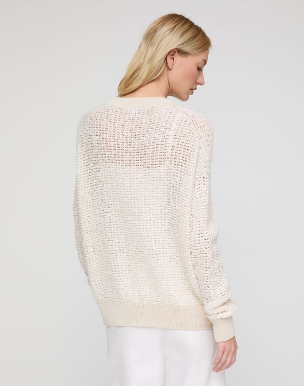 Lafayette148 Cotton-Linen Open Knit Sweater