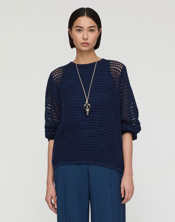 Lafayette148 Cotton Open Knit Sweater