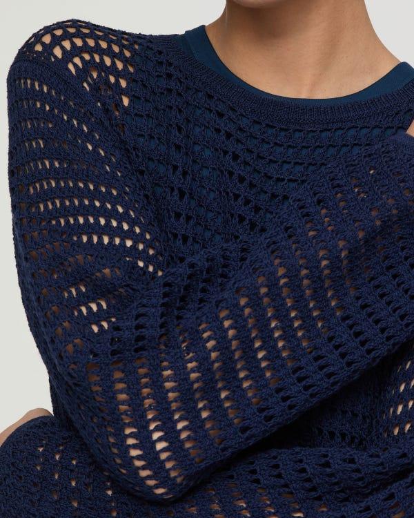 Lafayette148 Cotton Open Knit Sweater